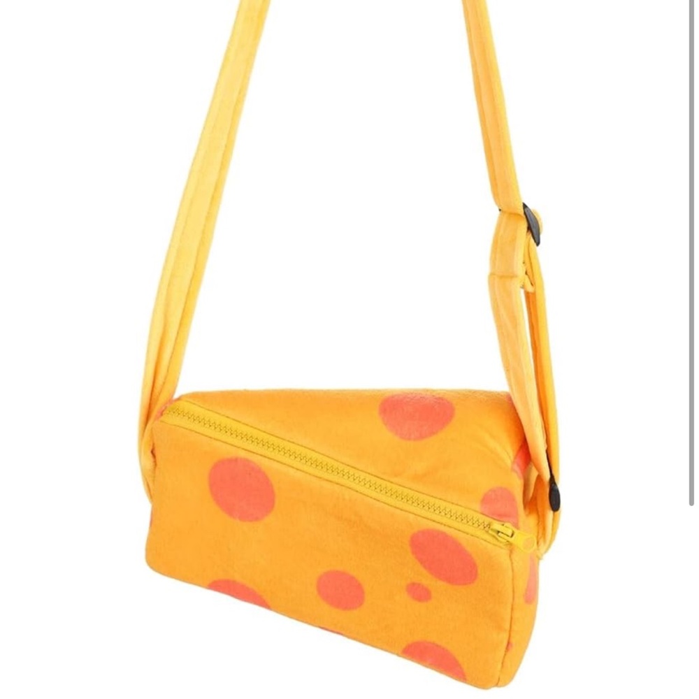 NWT Cool Plush Cheese Crossbody Bag Yellow Orange Swiss Wedge Novelty Fun - Picture 2 of 4